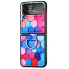 For Samsung Galaxy Z Flip4 JUNSUNMAY Color Painting Ring Folding Phone Case(Colorful Hexagon) - 1