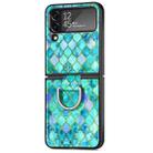 For Samsung Galaxy Z Flip4 JUNSUNMAY Color Painting Ring Folding Phone Case(Cyan) - 1