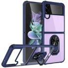 For Samsung Galaxy Z Flip4 JUNSUNMAY TPU Frame PC Ring Phone Case(Dark Blue) - 1