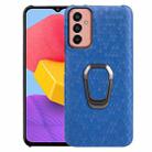 For Samsung Galaxy M13 4G Ring Holder Honeycomb PU Phone Case(Navy Blue) - 1