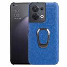 For  OPPO Reno 8 5G Ring Holder Honeycomb PU Phone Case(Navy Blue) - 1