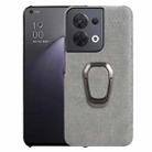 For  OPPO Reno 8 5G Ring Holder Honeycomb PU Phone Case(Grey) - 1