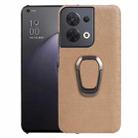 For  OPPO Reno 8 5G Ring Holder Honeycomb PU Phone Case(Coffee) - 1