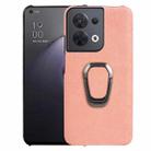 For  OPPO Reno 8 5G Ring Holder Honeycomb PU Phone Case(Pink) - 1