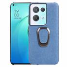 For OPPO Reno8 Pro 5G Ring Holder Honeycomb PU Phone Case(Wathet) - 1