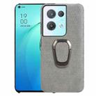 For OPPO Reno8 Pro 5G Ring Holder Honeycomb PU Phone Case(Grey) - 1
