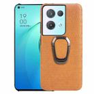 For OPPO Reno8 Pro 5G Ring Holder Honeycomb PU Phone Case(Orange) - 1