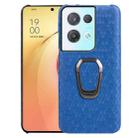 For OPPO Reno8 Pro Plus 5G Ring Holder Honeycomb PU Phone Case(Navy Blue) - 1