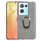 For OPPO Reno8 Pro Plus 5G Ring Holder Honeycomb PU Phone Case(Grey) - 1