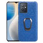 For vivo Y55 5G / T1 5G / iQOO Z6 Ring Holder Honeycomb PU Phone Case(Navy Blue) - 1