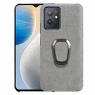 For vivo Y55 5G / T1 5G / iQOO Z6 Ring Holder Honeycomb PU Phone Case(Grey) - 1