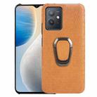For vivo Y55 5G / T1 5G / iQOO Z6 Ring Holder Honeycomb PU Phone Case(Orange) - 1