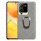 For vivo S15 Ring Holder Honeycomb PU Phone Case(Grey) - 1