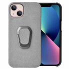 For iPhone 14 Ring Holder Honeycomb PU Phone Case (Grey) - 1