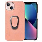 For iPhone 14 Ring Holder Honeycomb PU Phone Case (Pink) - 1