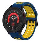 For Samsung Galaxy Watch 5  40mm 20mm Breathable Two-Color Silicone Watch Band(Midnight Blue+Yellow) - 1