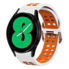 For Samsung Galaxy Watch 4 44mm 20mm Breathable Two-Color Silicone Watch Band(White+Orange) - 1