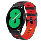 For Samsung Galaxy Watch 4 44mm 20mm Two-Color Silicone Watch Band(Black+Red) - 1