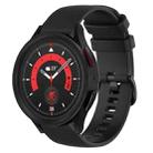 For Samsung Galaxy Watch5  44mm 20mm Plaid Solid Color Silicone Watch Band(Black) - 1