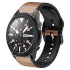 For Samsung Galaxy Watch 5 Pro 45mm 20mm Silicone Adhesive Leather Watch Band(Light Brown) - 1