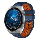 For Huawei Watch GT3 Pro 46mm 22mm Two-Color Breathable Silicone Watch Band(Midnight Blue+Orange) - 1