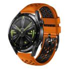 For Huawei Watch GT3 46mm 22mm Two-Color Breathable Silicone Watch Band(Orange+Black) - 1