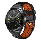 For Huawei Watch GT3 46mm 22mm Two-Color Breathable Silicone Watch Band(Black+Orange) - 1