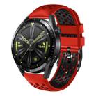 For Huawei Watch GT3 46mm 22mm Two-Color Breathable Silicone Watch Band(Red+Black) - 1