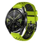 For Huawei Watch GT3 46mm 22mm Two-Color Breathable Silicone Watch Band(Lime+Black) - 1