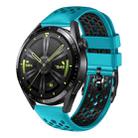 For Huawei Watch GT3 46mm 22mm Two-Color Breathable Silicone Watch Band(Skyblue+Black) - 1