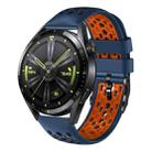 For Huawei Watch GT3 46mm 22mm Two-Color Breathable Silicone Watch Band(Midnight Blue+Orange) - 1
