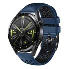 For Huawei Watch GT3 46mm 22mm Two-Color Breathable Silicone Watch Band(Midnight Blue+Black) - 1