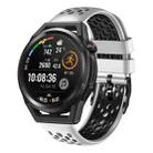 For Huawei Watch GT Runner 22mm Two-Color Breathable Silicone Watch Band(White+Black) - 1