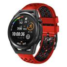 For Huawei Watch GT Runner 22mm Two-Color Breathable Silicone Watch Band(Red+Black) - 1