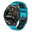 For Huawei Watch GT Runner 22mm Two-Color Breathable Silicone Watch Band(Skyblue+Black) - 1