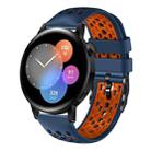 For Huawei Watch 3 22mm Two-Color Breathable Silicone Watch Band(Midnight Blue+Orange) - 1