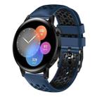 For Huawei Watch 3 22mm Two-Color Breathable Silicone Watch Band(Midnight Blue+Black) - 1