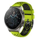 For Huawei Watch GT2 Pro 22mm Two-Color Breathable Silicone Watch Band(Lime+Black) - 1