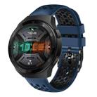 For Huawei Watch GT 2E 22mm Two-Color Breathable Silicone Watch Band(Midnight Blue+Black) - 1