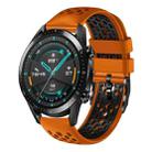 For Huawei Watch GT2 46mm 22mm Two-Color Breathable Silicone Watch Band(Orange+Black) - 1