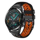 For Huawei Watch GT2 46mm 22mm Two-Color Breathable Silicone Watch Band(Black+Orange) - 1