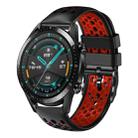 For Huawei Watch GT2 46mm 22mm Two-Color Breathable Silicone Watch Band(Black+Red) - 1