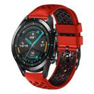 For Huawei Watch GT2 46mm 22mm Two-Color Breathable Silicone Watch Band(Red+Black) - 1