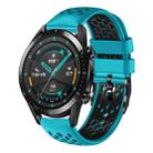 For Huawei Watch GT2 46mm 22mm Two-Color Breathable Silicone Watch Band(Skyblue+Black) - 1