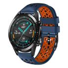 For Huawei Watch GT2 46mm 22mm Two-Color Breathable Silicone Watch Band(Midnight Blue+Orange) - 1