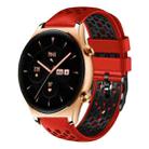 For Honor Watch GS 3 22mm Two-Color Breathable Silicone Watch Band(Red+Black) - 1