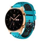 For Honor Watch GS 3 22mm Two-Color Breathable Silicone Watch Band(Skyblue+Black) - 1