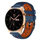 For Honor Watch GS 3 22mm Two-Color Breathable Silicone Watch Band(Midnight Blue+Orange) - 1