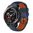 For Honor Watch GS Pro 22mm Two-Color Breathable Silicone Watch Band(Midnight Blue+Orange) - 1