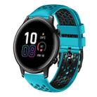 For Honor Magic Watch 2 46mm 22mm Two-Color Breathable Silicone Watch Band(Skyblue+Black) - 1